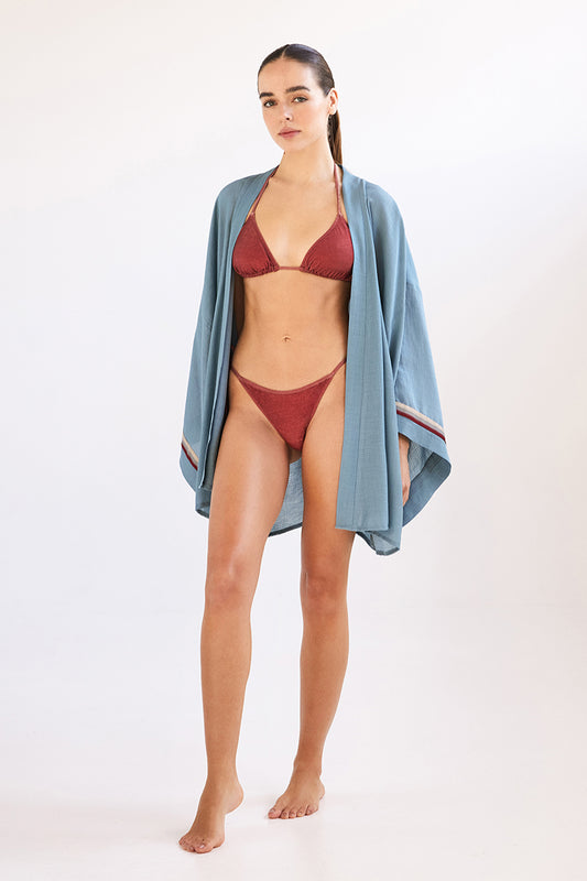 Talia Kimono - Grey/Blue