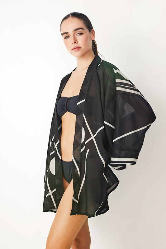 Talia Kimono - Black & White