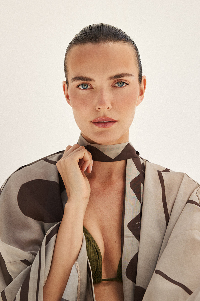 Talia Kimono - Sand & Chocolate