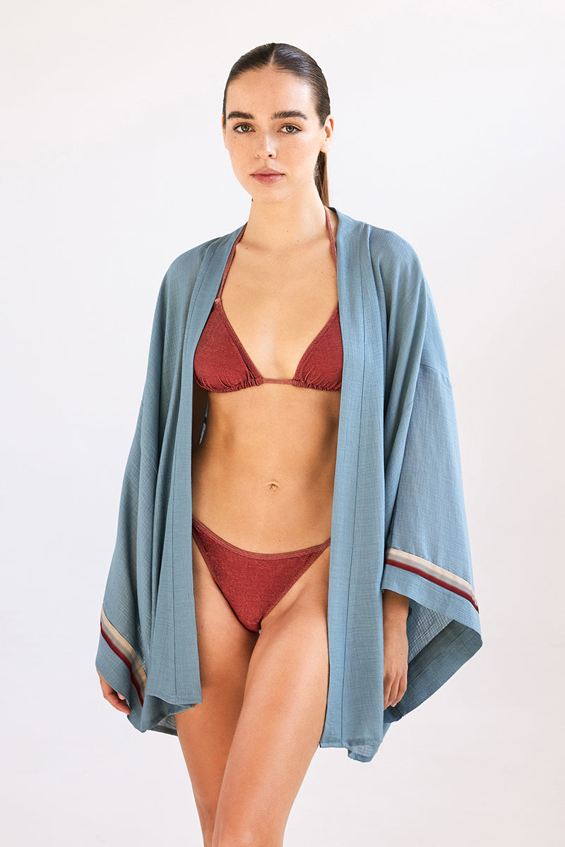 Talia Kimono - Grey/Blue