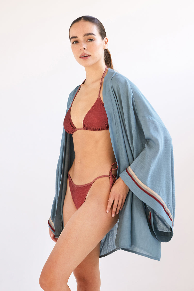 Talia Kimono - Grey/Blue