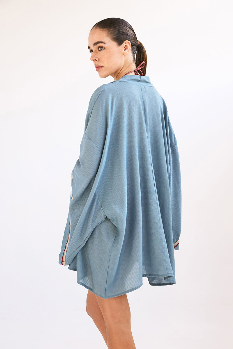 Talia Kimono - Grey/Blue