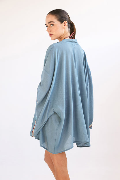 Talia Kimono - Grey/Blue