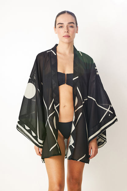 Talia Kimono - Black & White